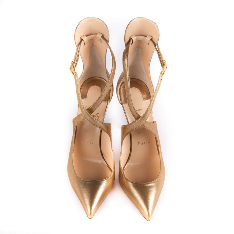 Buy & Consign Authentic Christian Louboutin Marlenarock in Gold 37 at The Plush Posh