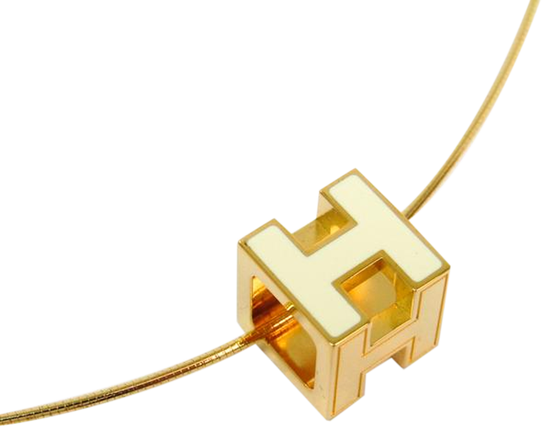 Buy & Consign Authentic Hermes Pop H Ivory Lacquer Gold Plated Pendant Necklace at The Plush Posh
