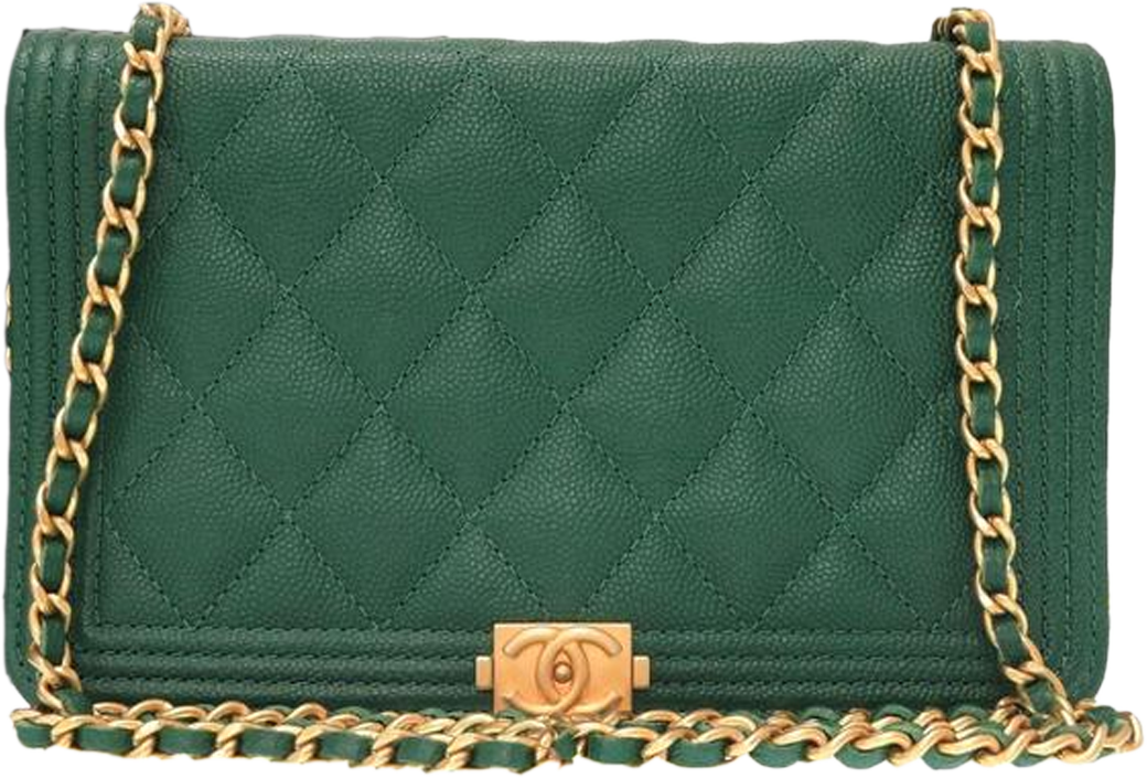Buy & Consign Authentic Chanel Boy Caviar Skin Green Shoulder Bag at The Plush Posh