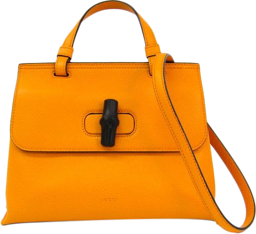 Buy & Consign Authentic Gucci Pebbled Calfskin Large Bamboo Daily Top Handle Bag Orange at The Plush Posh