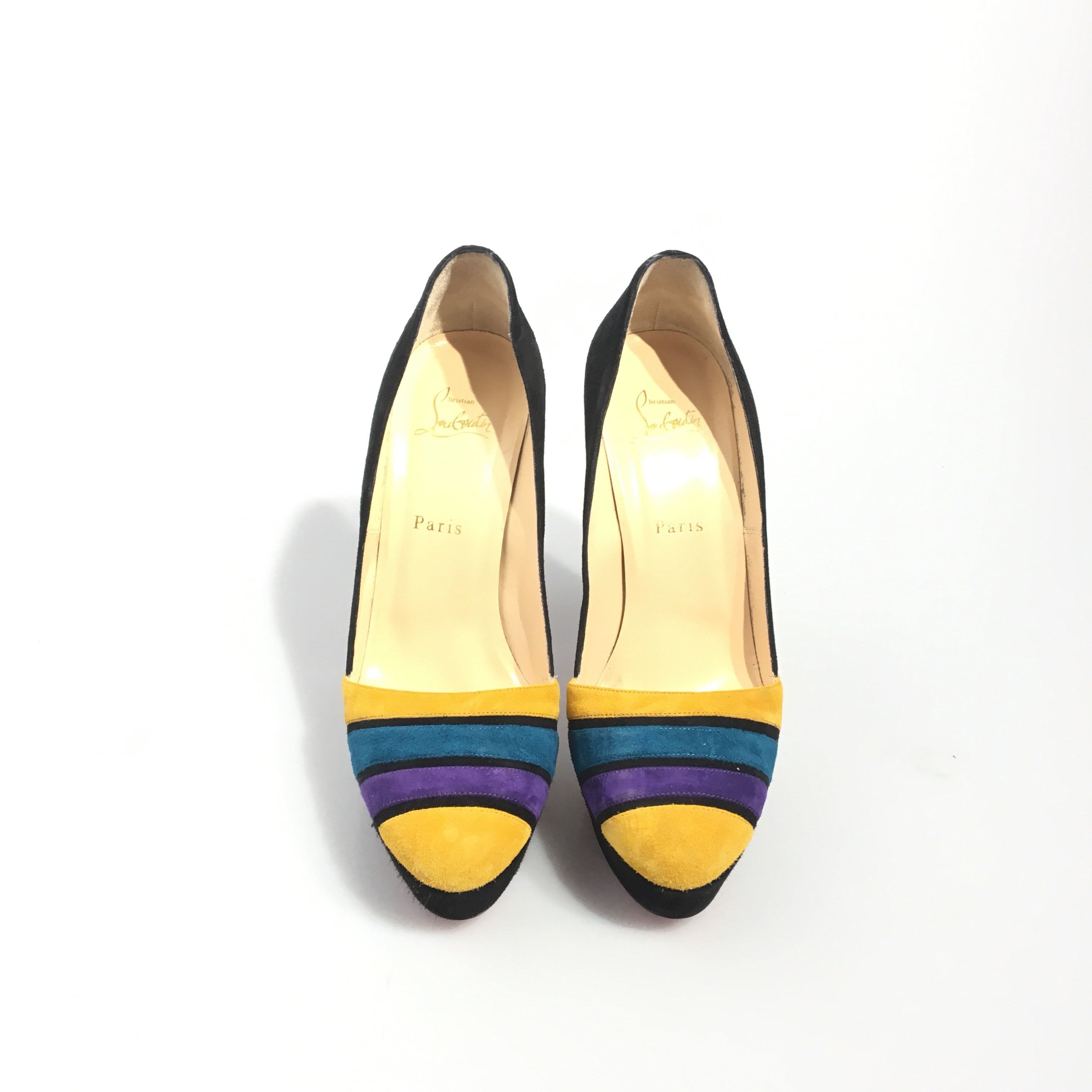 Buy & Consign Authentic Christian Louboutin Multi Colour Suede Pumps 39.5 at The Plush Posh