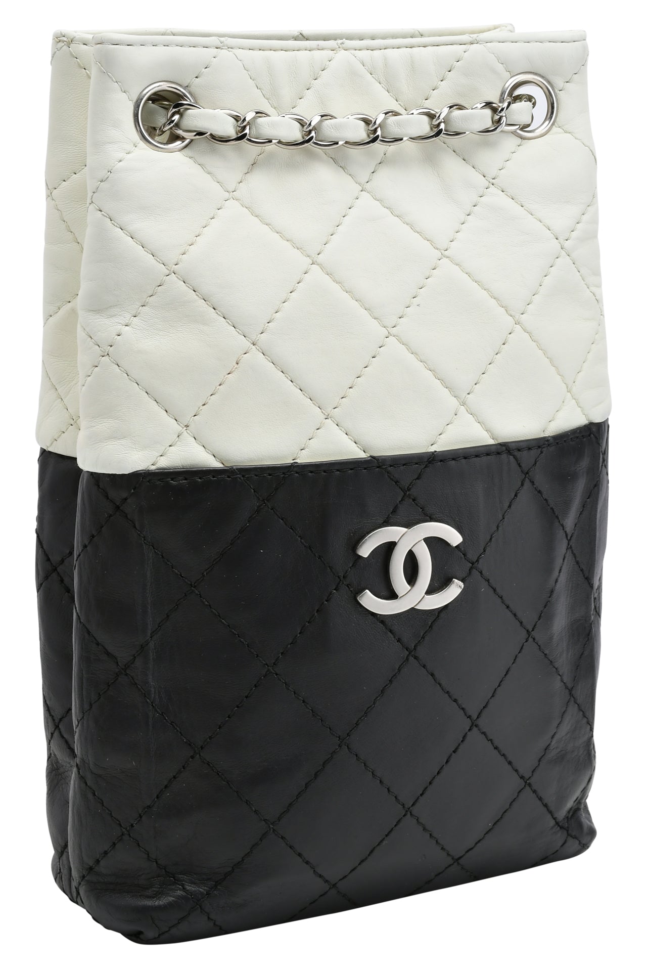 Chanel Black and White Lambskin Small Shopping Tote