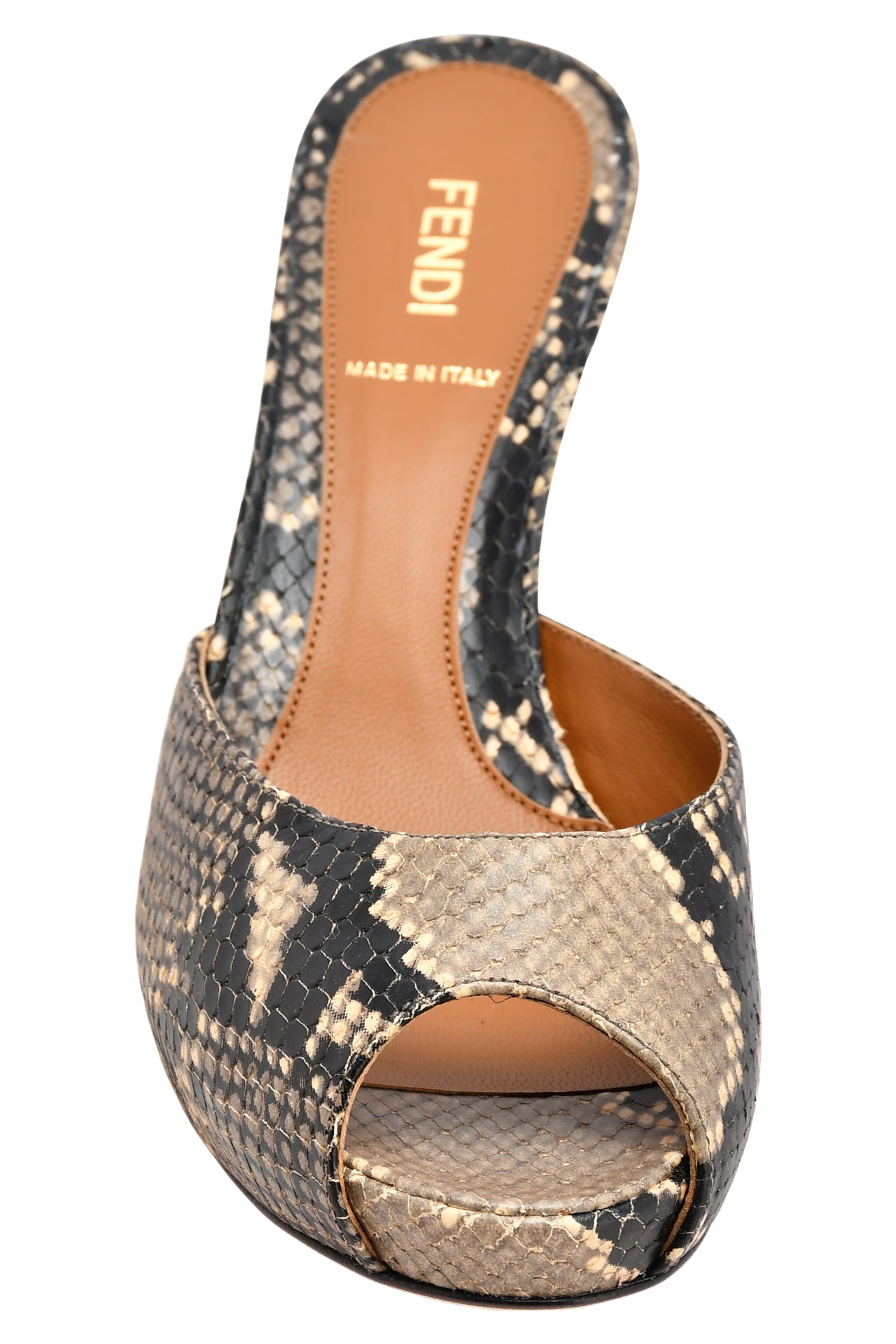 Fendi Multicolor Embossed Leather Peep Toe Slide Sandals EU 37