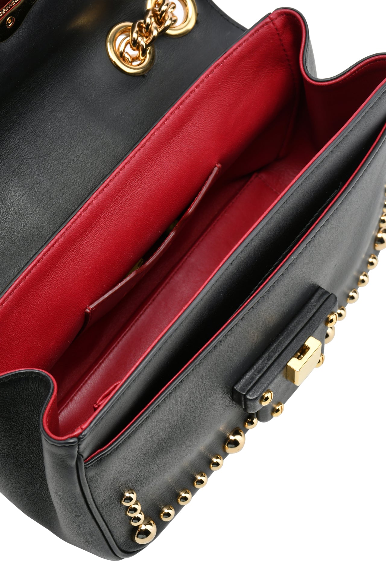Dolce & Gabbana Black Studded Lucia Chain Flap Bag