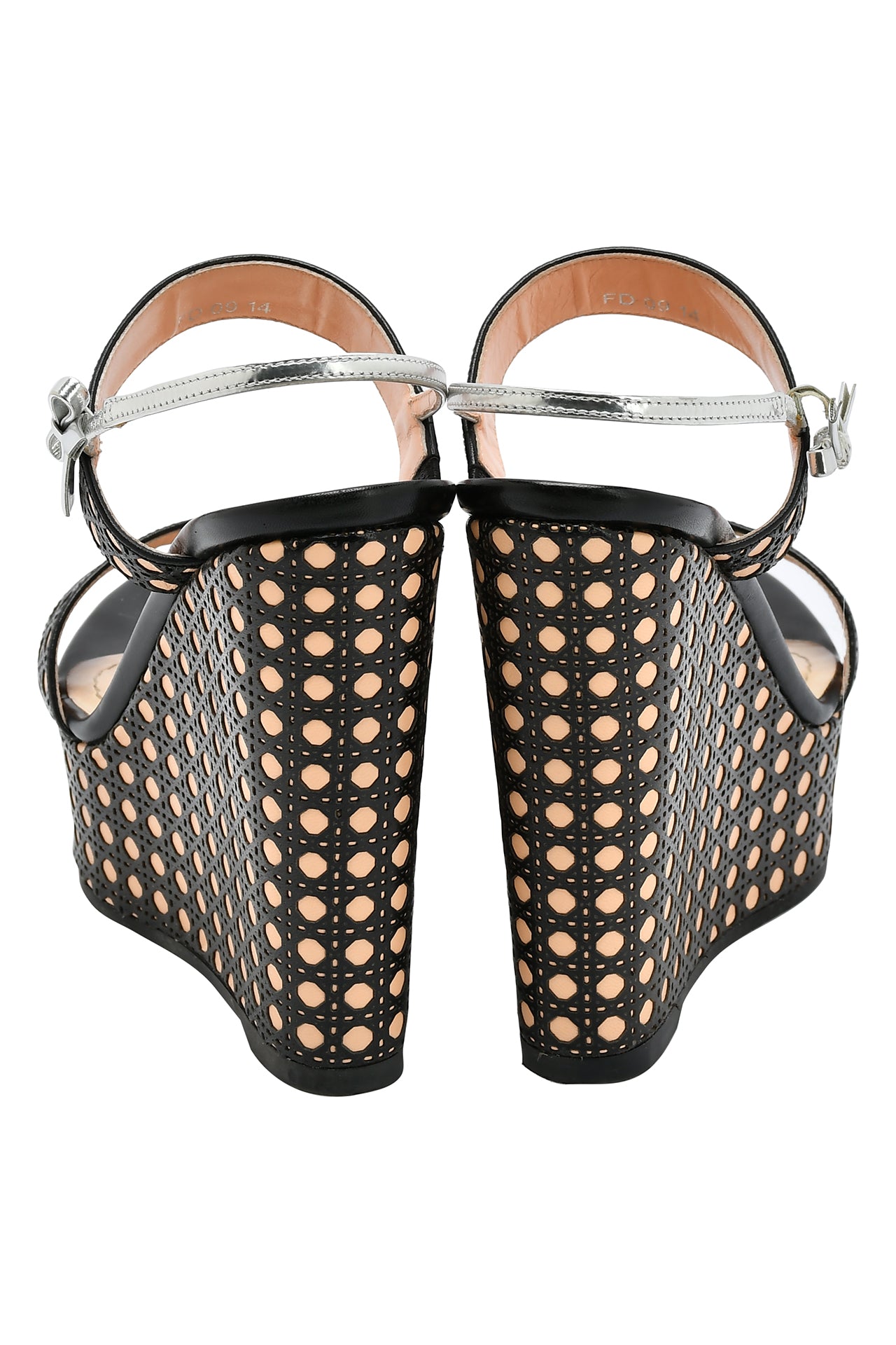 Dior Cannage Leather Wedge Platform Open Toe Sandals EU 36.5