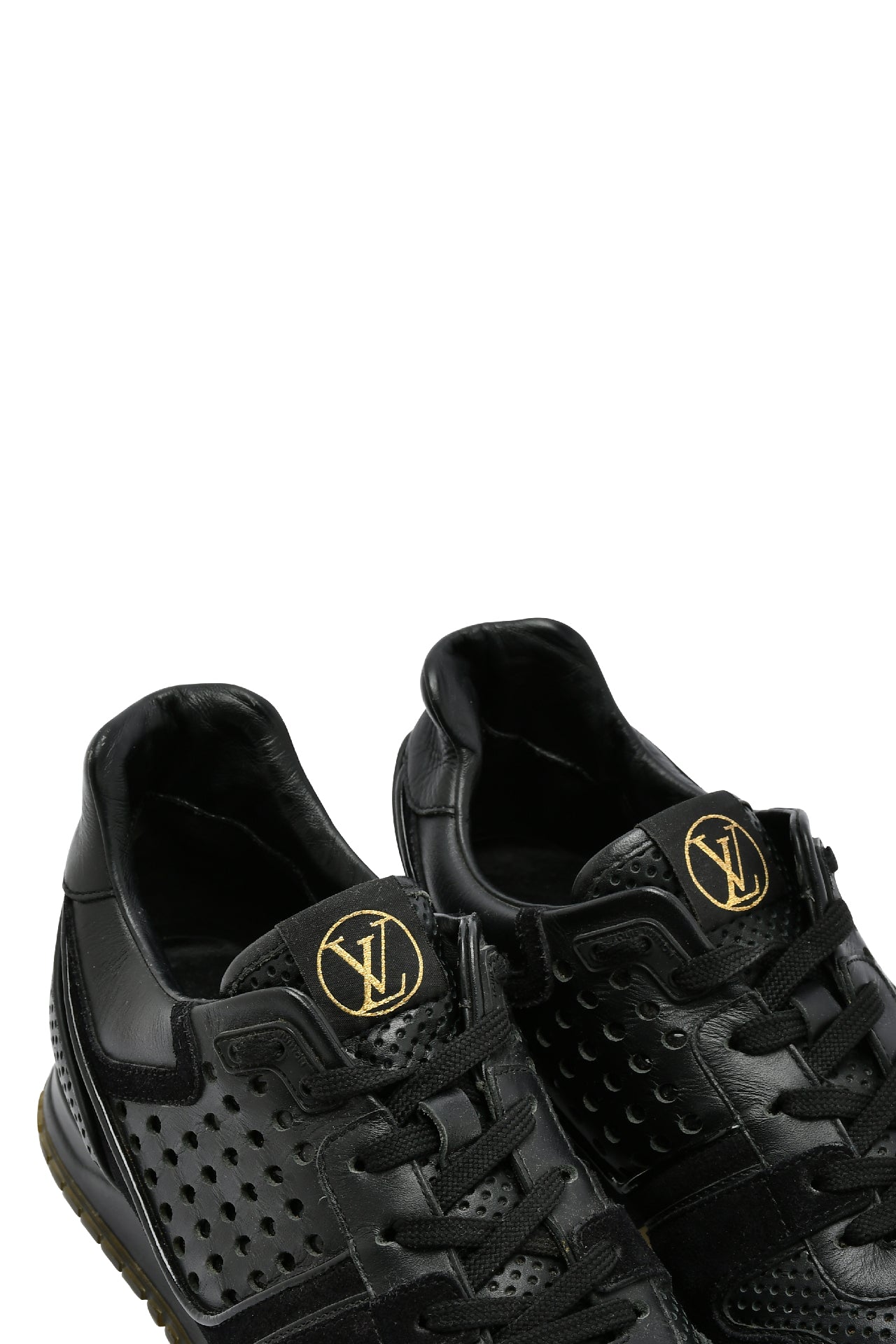 Louis Vuitton Black Perforated Leather and Suede Run Away Sneakers EU 39