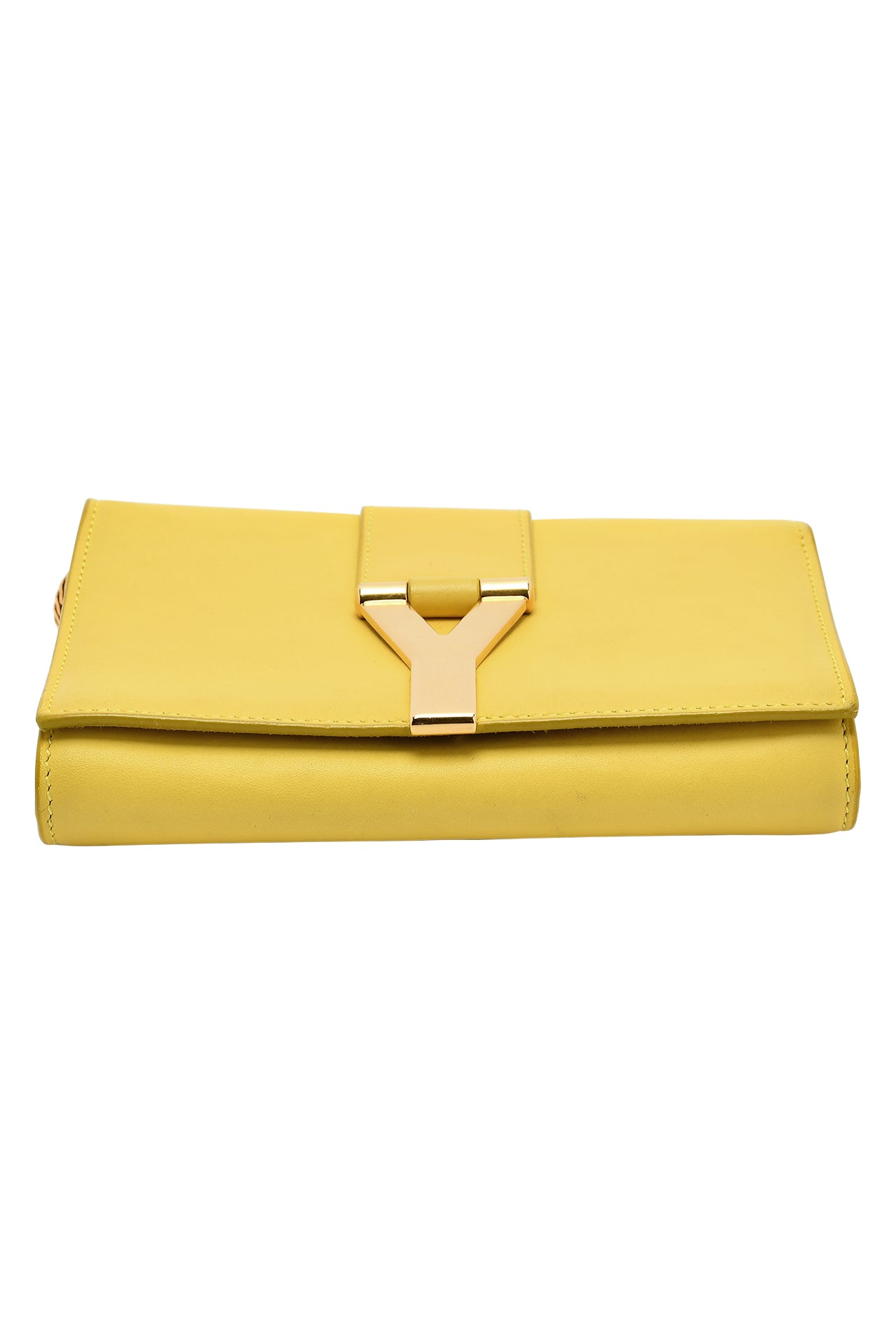 Yves Saint Laurent Yellow Calfskin Leather ChYc Mini Crossbody Bag