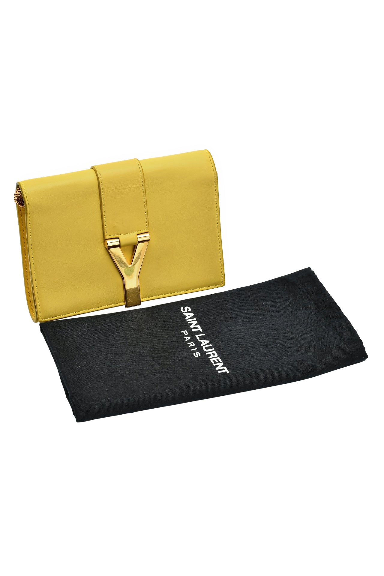 Yves Saint Laurent Yellow Calfskin Leather ChYc Mini Crossbody Bag