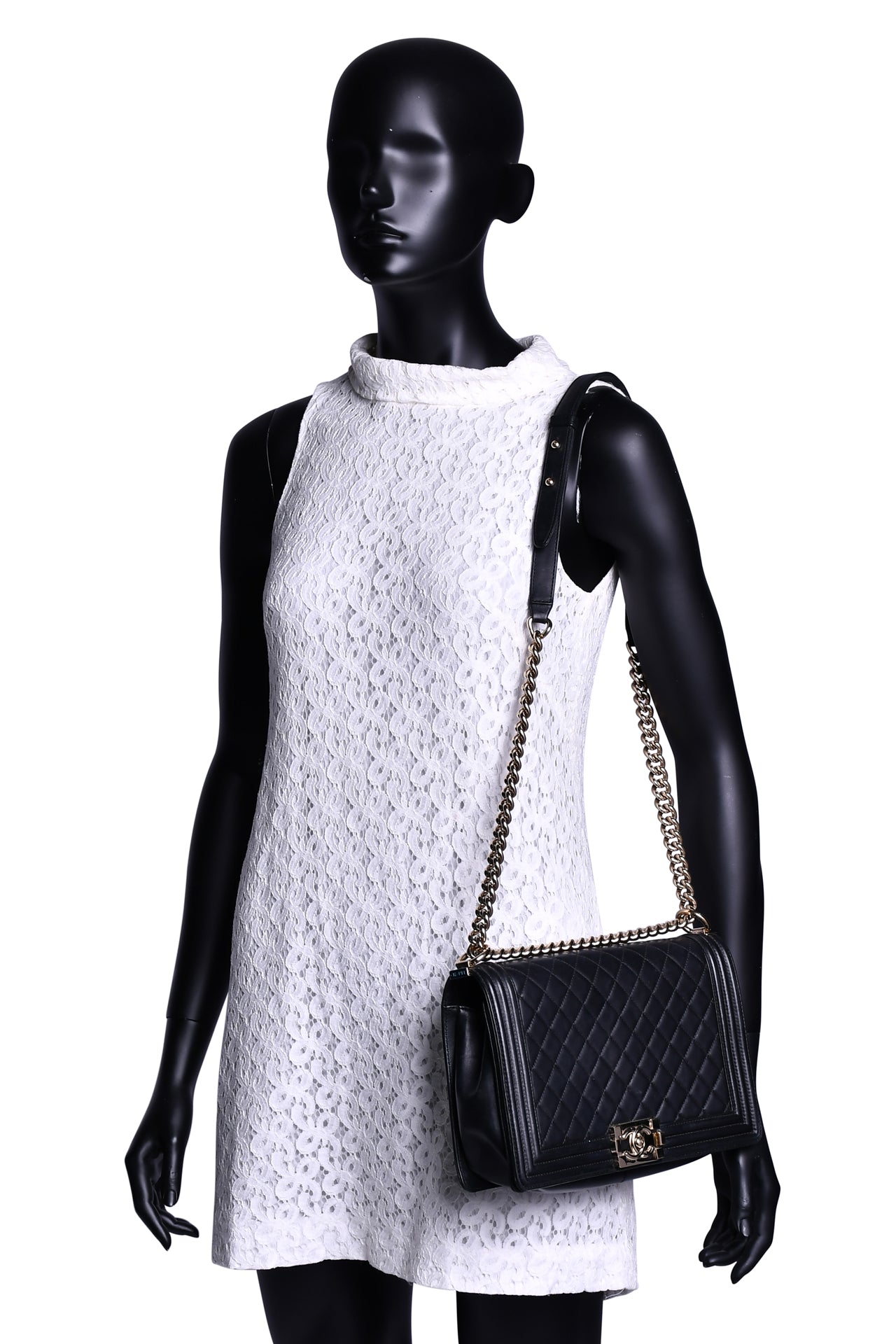 Chanel Calfskin Quilted Black Boy Bag Medium
