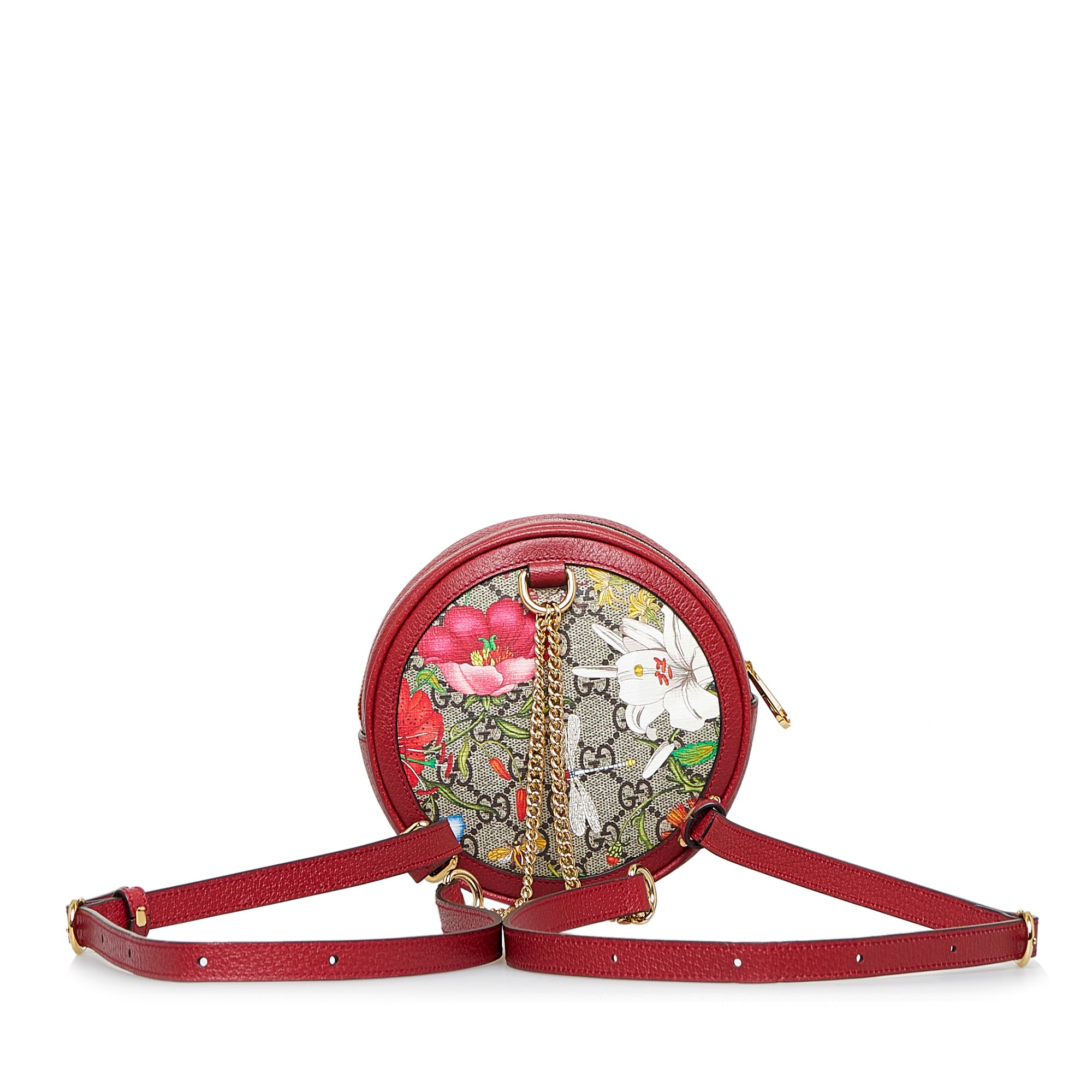 Gucci GG Supreme Flora Ophidia Round Backpack Red