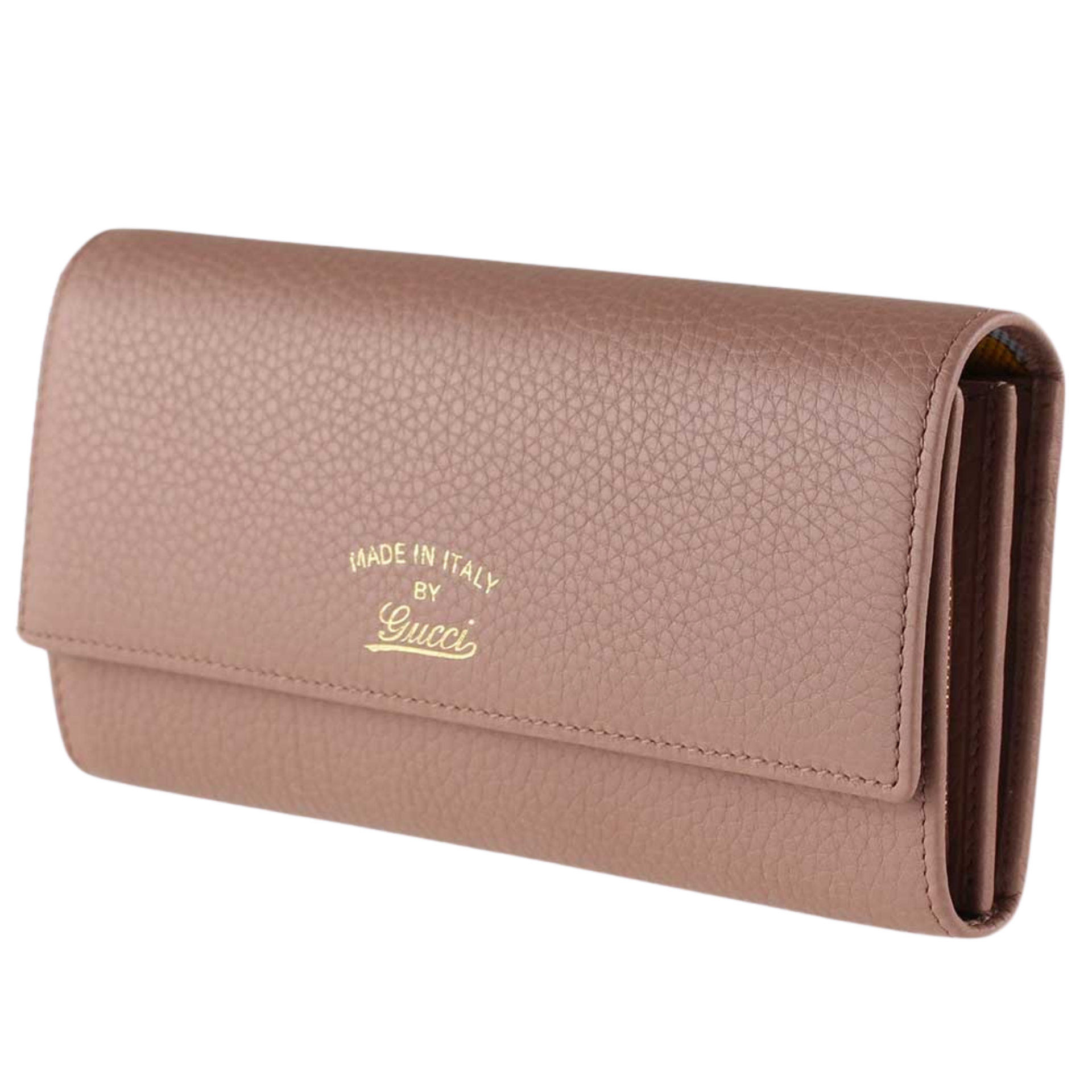 Gucci Pebbled Calfskin Swing Continental Wallet Rosy