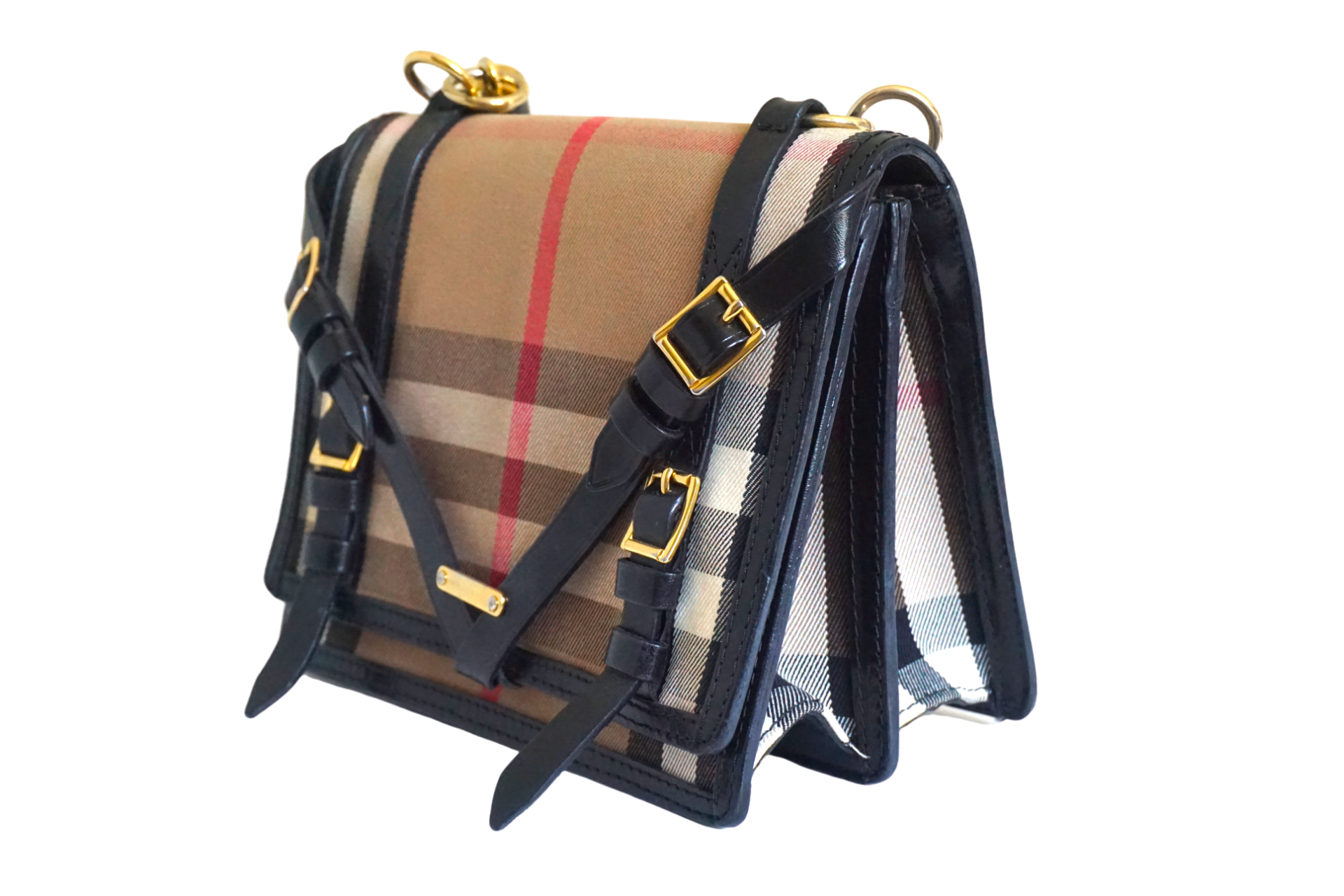 Burberry House Check Coated Fabric and Leather Bag