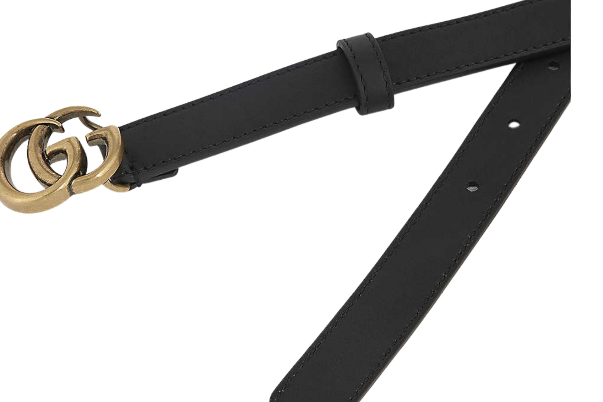 Gucci Slim Leather Belt with Double G Buckle 85 cm