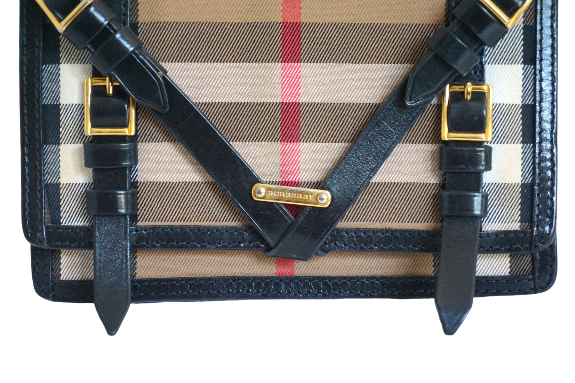 Burberry House Check Coated Fabric and Leather Bag