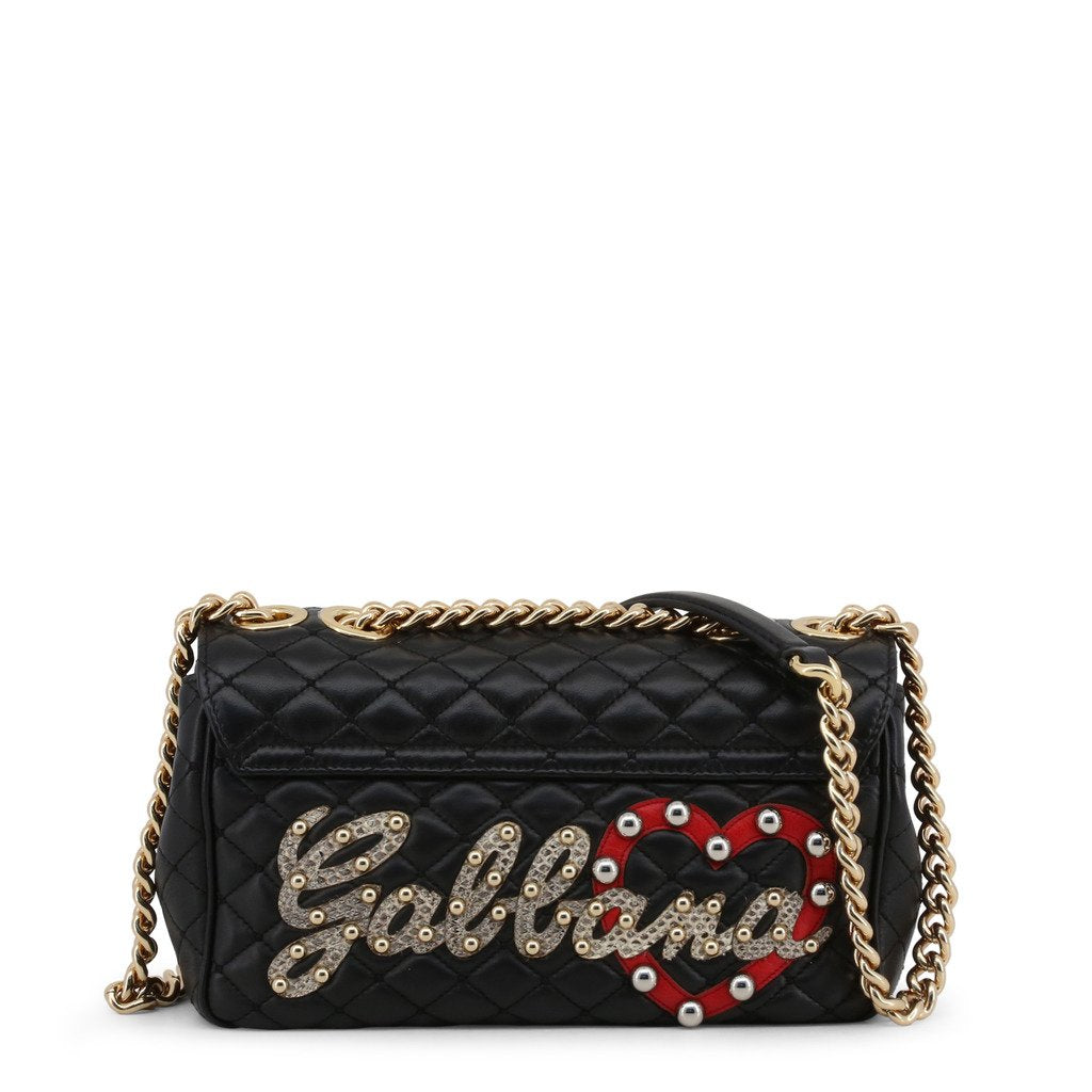 Buy & Consign Authentic Dolce & Gabbana Lambskin Watersnake Embellished Shoulder Bag Black at The Plush Posh