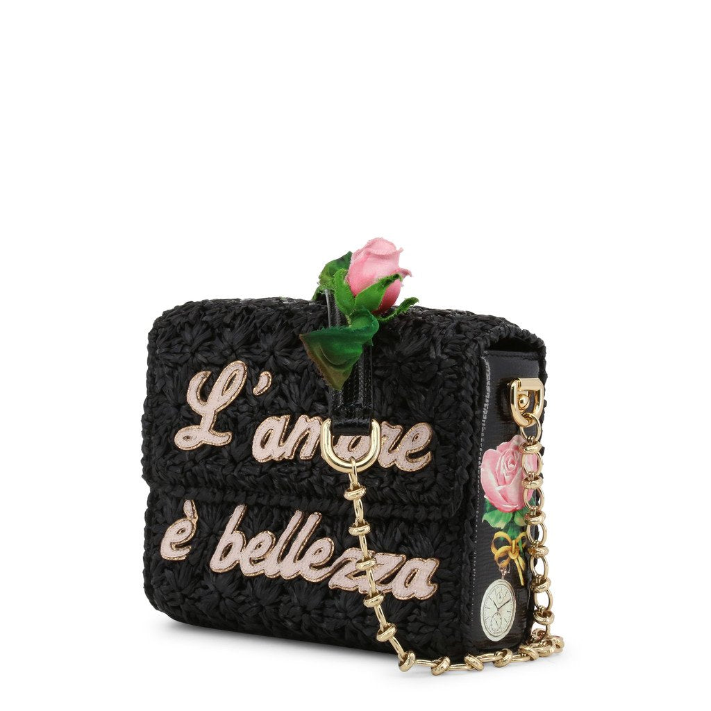 Buy & Consign Authentic Dolce and Gabbana Black Woven Straw L'amore e' Bellezza Chain Crossbody Bag at The Plush Posh